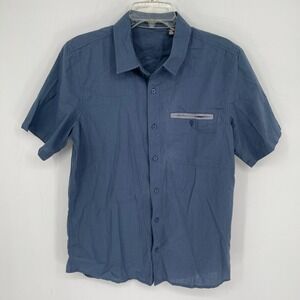 Toad&Co NWT Men's Blue Organic Cotton Short Sleeve Button Front Top Shirt Size S